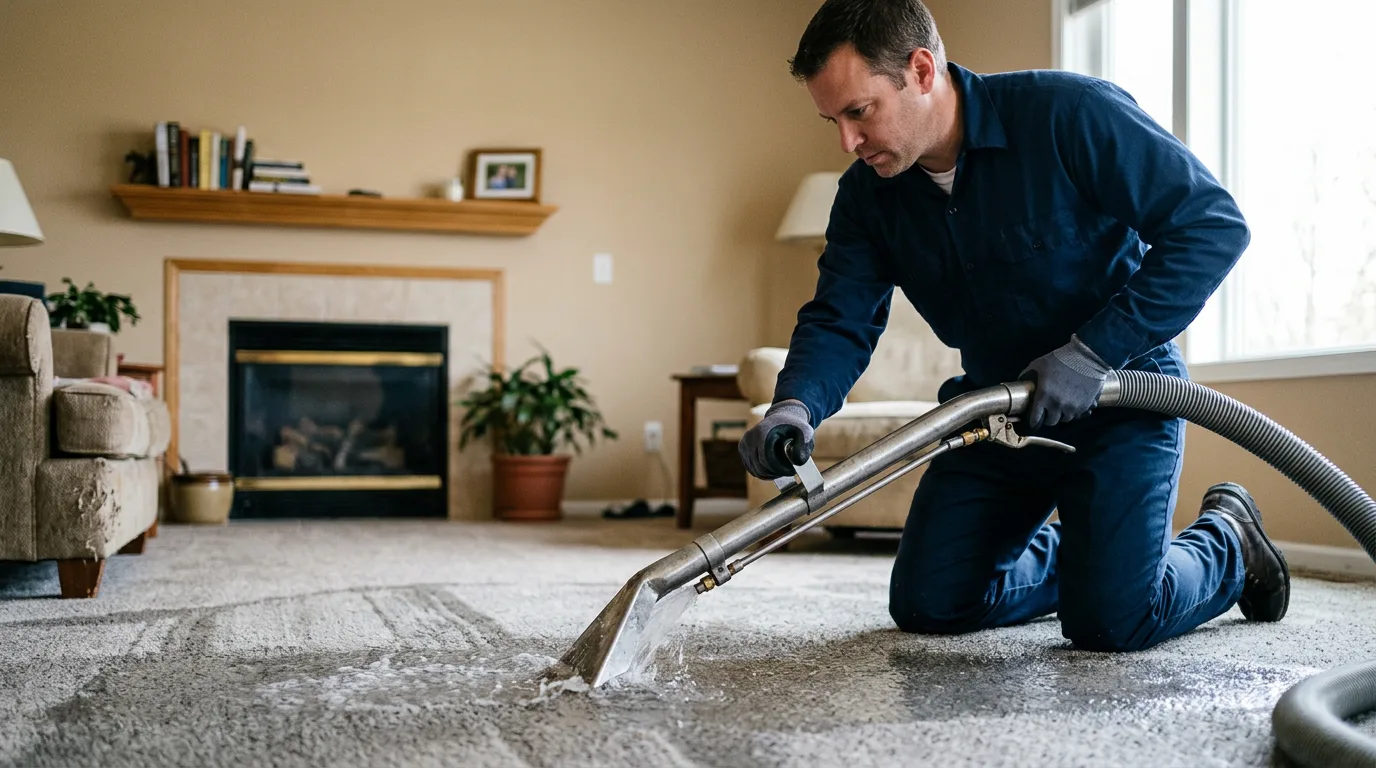 Water damage restoration technician working near Coventry, CT